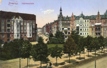 Historical postcard around 1900, Höfchenplatz in Breslau, today Wroclaw, Lower Silesia, Poland,