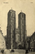 Historical postcard around 1900, Wroclaw Cathedral, today Wroclaw, Lower Silesia, Poland,