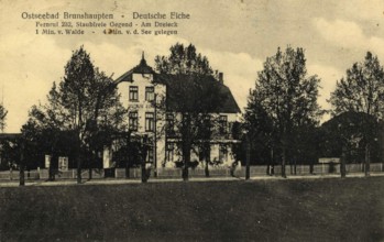 Historic postcard around 1900, Baltic resort Brunshaupten i.M, Deutsche Eiche, historic place on