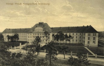 Historical postcard around 1900, Bromberg, Prussian War School, today Bydgoszcz, in the Polish