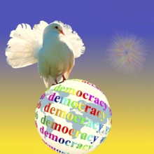 Symbolic image, dove of peace on a democratic globe, further peace, Trump mistaken, Putin and