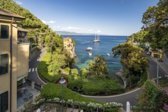 Bay near Portofino, Italian Riviera in Liguria, Italy