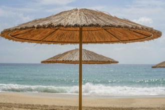 Beautiful Summers Day on the Mediterranean Beach in Alanya on the Turkish Riviera, Turkey