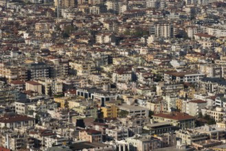 Alanya, Turkey. April 7th 2021 Aerial view of rooftops of the crowded city of Alanya on the Turkish