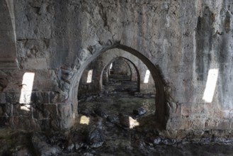 Alanya, Turkey. April 7th 2021 The vaulted stone arches of the Seljuck era shipyard now a museum