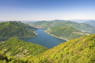 View of Lake Lugano from Mount Sighignola, Balcone Svizzero, Tessin, Switzerland