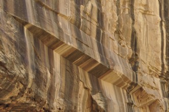 Detailed rock wall with various brown layers, Capitol Reef National Park, Utha, USA