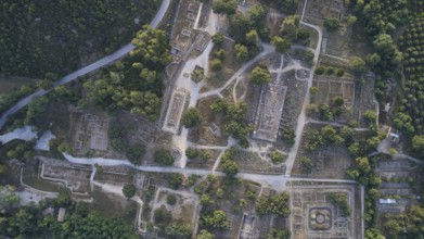 Olympic excavation site from high altitude, Temple of Zeus, Temple of Hera, Leonidaion, Palestra