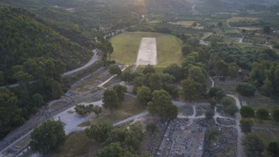 Stadium, Temple of Hera, Temple of Zeus, Old Ruins and Sports Area in the Midst of Woods and