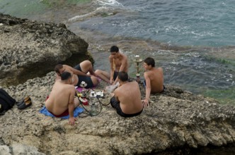 Beirut, Lebanon. May 29th 2012 Beirut Corniche a palm lined promenade beside the Mediterranean Sea,