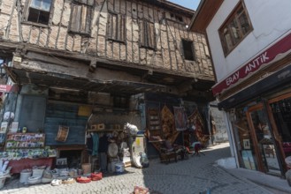 Ankara, Turkey. June 6th 2022 A street market stall selling Turkish rugs and traditional drums in