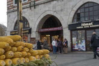 Istanbul, Turkey 8th January 2025 Corn on the cob for sale outside the entrance of the Istanbul