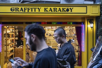 Istanbul, Turkey. September 18th 2025. The shop window of Graffity Karakoy in trendy Karakoy, a