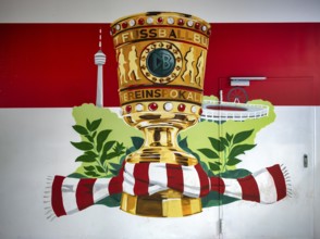 Graffiti, VfB Stuttgart as cup winner in the DFB-Pokal 2025, with landmark television tower,