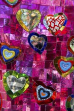 Colourful hearts made of glass and mirrors, Giardino dei Tarot, by Niki de Saint Phalle, near