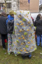 Rose Monday procession in Düsseldorf, spectators at the street carnival, in some cases heavy rain,