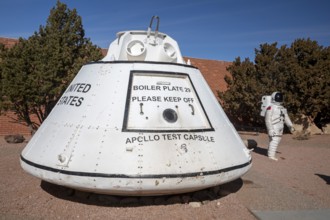 Winslow, Arizona - An Apollo test capsule is displayed at the Meteor Crater visitor center