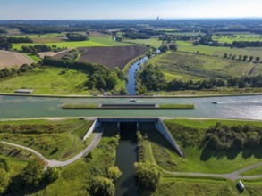 Kanalbrücke Lippe Neue Fahrt, Dortmund-Ems Canal, Restored Lippe, Olfen, Ruhr area, North