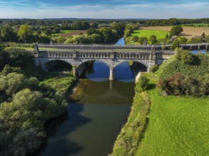 Olfen, North Rhine-Westphalia, Germany - Lippe, in front historic canal bridge Lippe Alte Fahrt,