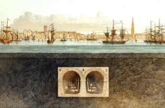 The Thames Tunnel, an underwater tunnel beneath the River Thames in London, England, 19th century