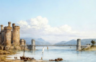 The Conwy Suspension Bridge, Conwy, North Wales, England, 19th century