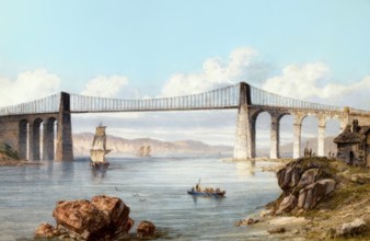 The Menai Suspension Bridge, Wales, England, 19th century