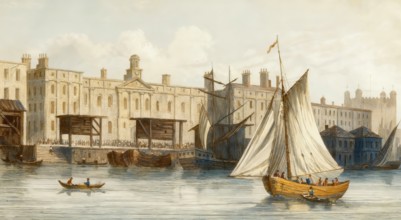 The customs port of London, England, 18th century