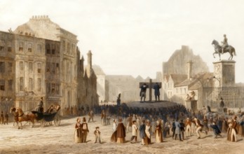 The Pillory and the statue of Charles I, Charing Cross, London, England, 18th century