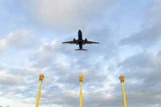 Boeing 737 commercial passenger airliner jet aircraft of Ryanair airways in flight on approach to