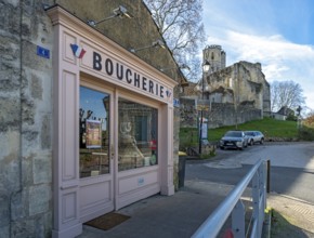 Boucherie - French butcher shop - outside the Grande-Sauve Abbey monastery, La Sauve