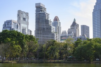 Bangkok, Thailand. March 4th 2025. A rare urban green space in the city centre, high rise modern