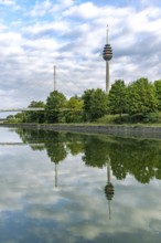 The Nuremberg Telecommunication Tower and the Main-Danube Canal in Nuremberg, Bavaria, Germany