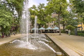 The Freiheit fountain in the Dr.-Konrad-Adenauer-Anlage in Fürth, Middle Franconia, Bavaria,