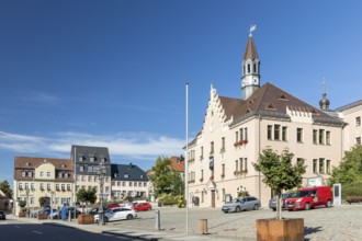 Town Hall on the Old Market Square in Hohenstein-Ernstthal, Saxony, Germany