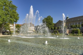 Fountain in the Rosengarten and the Regent Building in the Bad Kissingen State Bath, Lower
