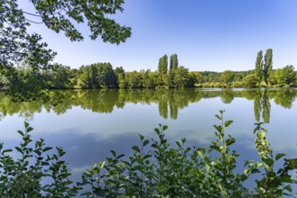 The Angersee or Baiersdorfer Weiher in Baiersdorf, Upper Franconia, Bavaria, Germany