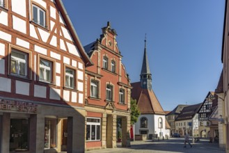 Half-timbered house and the Roman Catholic hospital church of St. Katharina in Forchheim, Upper