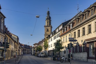 Hauptstraße and Old Town Church in Erlangen, Middle Franconia, Bavaria, Germany