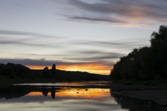 Evening on the Elbe at the ferry terminal in Coswig, Saxony, Germany