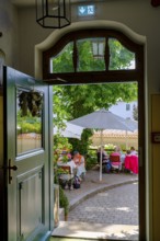 Beer garden, Gasthaus zur Lime tree, Fraueninsel, Chiemsee, Chiemgau, Upper Bavaria, Bavaria,