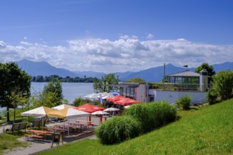 Uferpromenade, Gstadt am Chiemsee, Chiemgau, Upper Bavaria, Bavaria, Germany