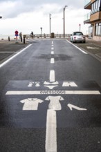 Winter break, on the Zeedijk-Knokke, beach promenade in Knokke-Heist, commandment sign, prohibition