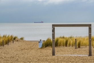 Winter break, on Zeedijk-Knokke, beach promenade in Knokke-Heist, on the North Sea beach, dreary