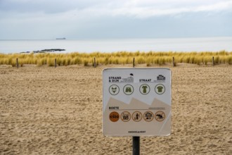 Winter break, on the Zeedijk-Knokke, beach promenade in Knokke-Heist, commandment sign, prohibition