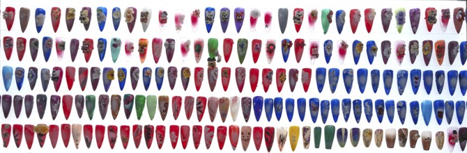 Decorated fingernails, nail art, nail art, or nail art. Nail studio advertisement, Bavaria, Germany