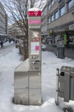 Old, broken Telekom telephone stand in the pedestrian zone, Nuremberg, Middle Franconia, Bavaria,
