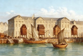 The customs port of London, England, 17th century