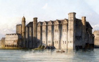Baynard's Castle, a medieval palace, destroyed in the Great Fire of London, River Fleet and River