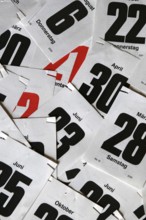 Calendar sheets, summary calendar, calendar days, studio recording, Lower Saxony, Federal Republic