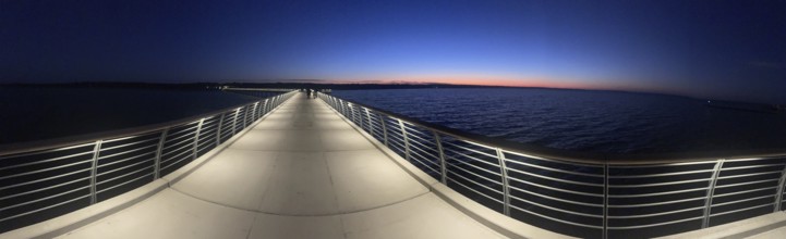 Panorama, Baltic Sea resort Prerow, pier, night view, sunset, Baltic Sea. At 720 meters, it is the